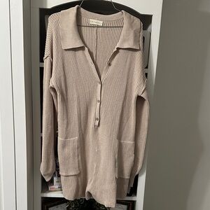 Beige Ribbed Women's Sweater Knit Romper